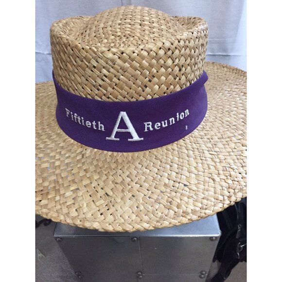 Vtg 1988 Amherst College Fiftieth Reunion Straw Boaters Panama Hat Made In Mex - Picture 2 of 6